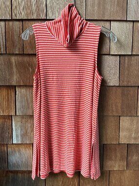 EUC Anthropologie Puella Red and Tan Striped Sleeveless A-line Tunic in Large
